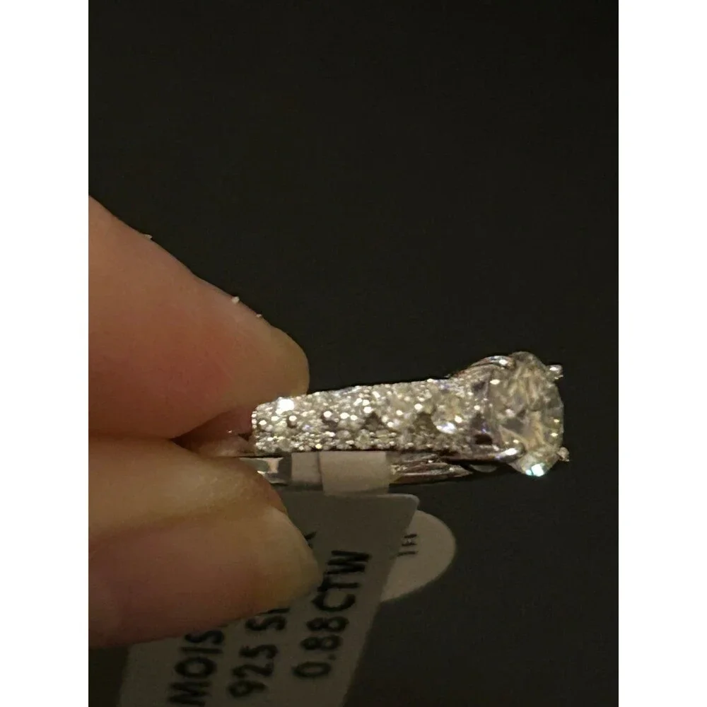 Sterling Silver & Moissanite Ring 0.88 CTW Sz 7